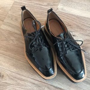 Zara black patent platform oxfords